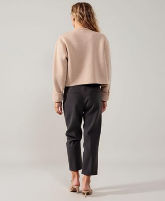 Women's Crewneck Textured Knit Button-Front Cardigan