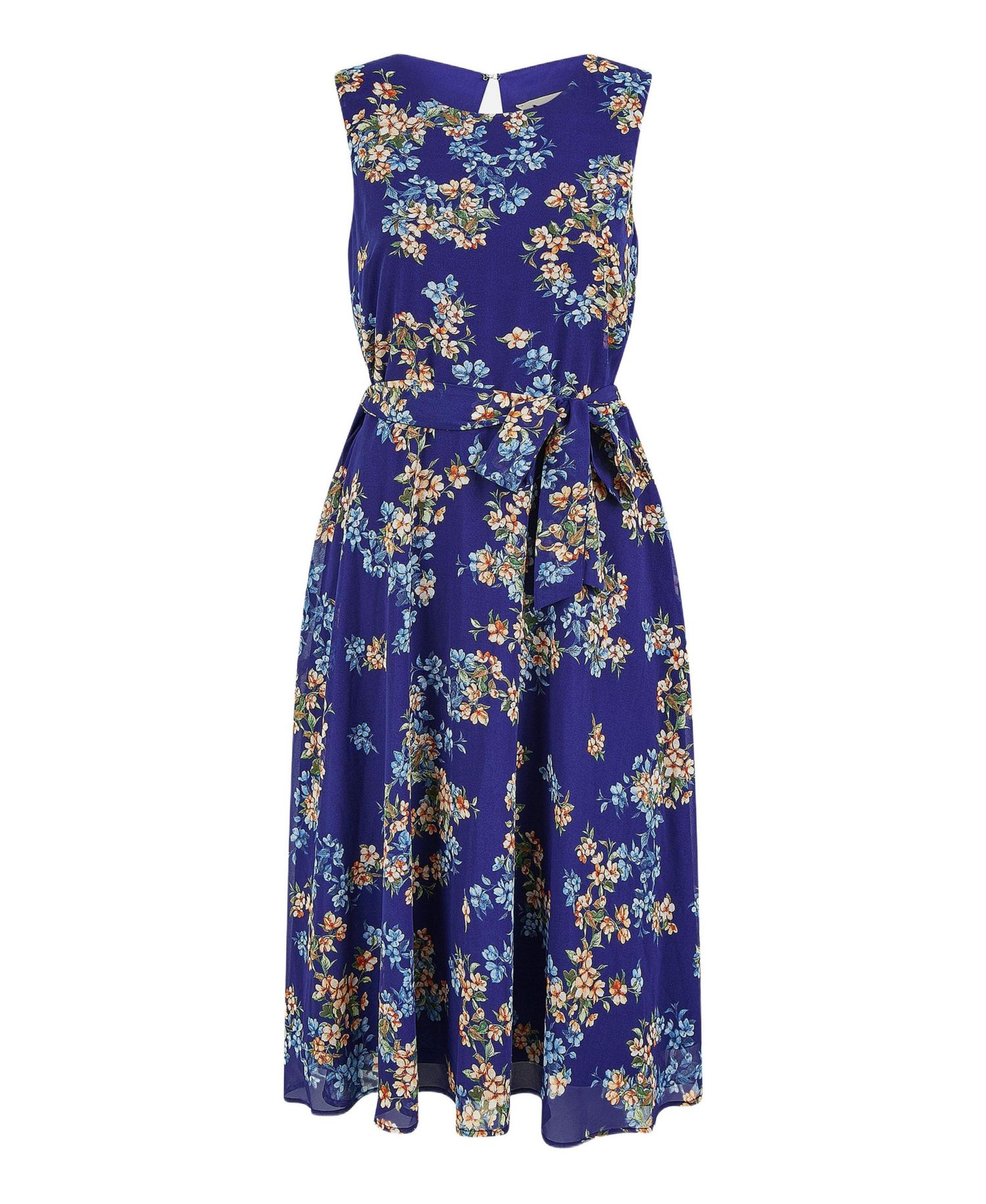 Women's Floral Skater Sleeveless Midi Dress