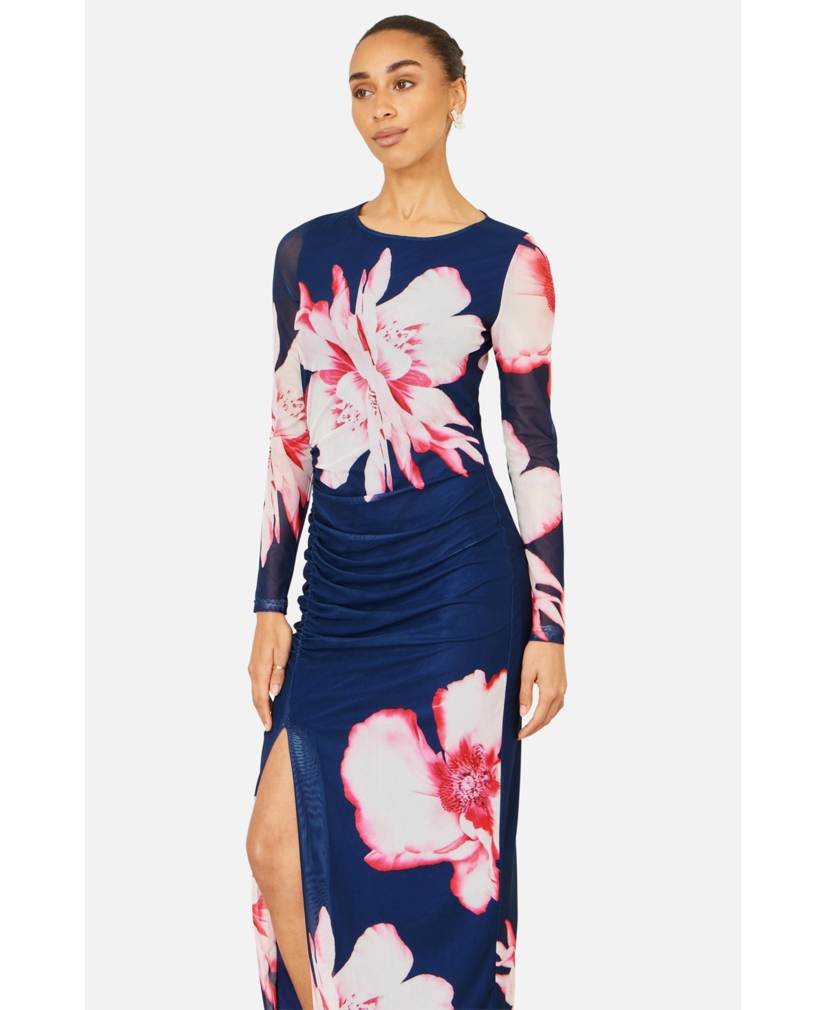 Yumi Women's Long Sleeve Mesh Maxi Dress