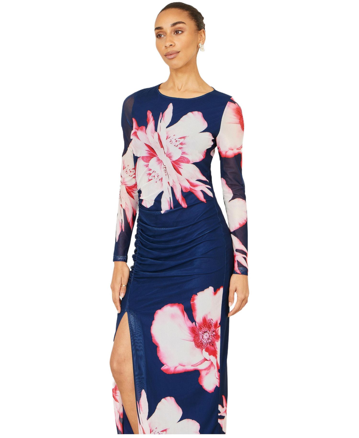 Women's Long Sleeve Mesh Maxi Dress