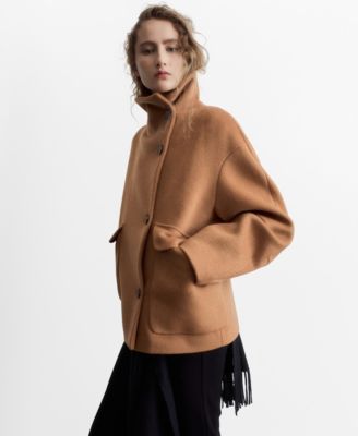 Women's Wool-Blend Funnel-Neck Coat