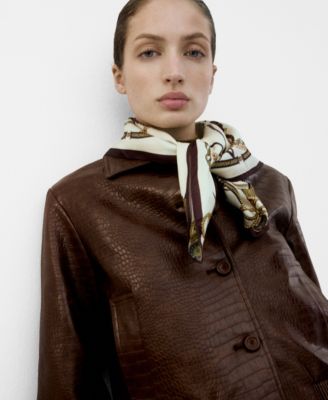 Women's Croc-Effect Bomber Jacket