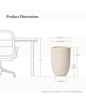 23.5" Beige Tall Planter with Drainage Hole, Large Tapered Pot for Plants Indoor Outdoor Use