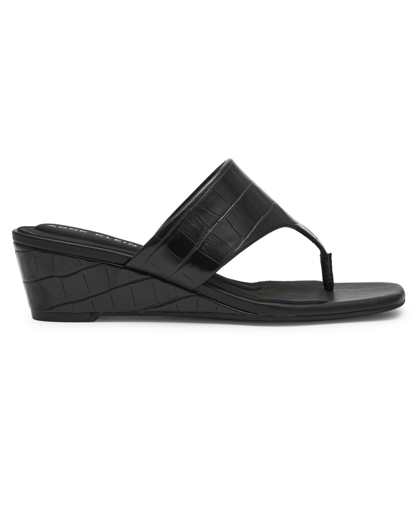 Женские сандалии Anne Klein Willing Thong Wedge, цвет: Чёрный — фото 2