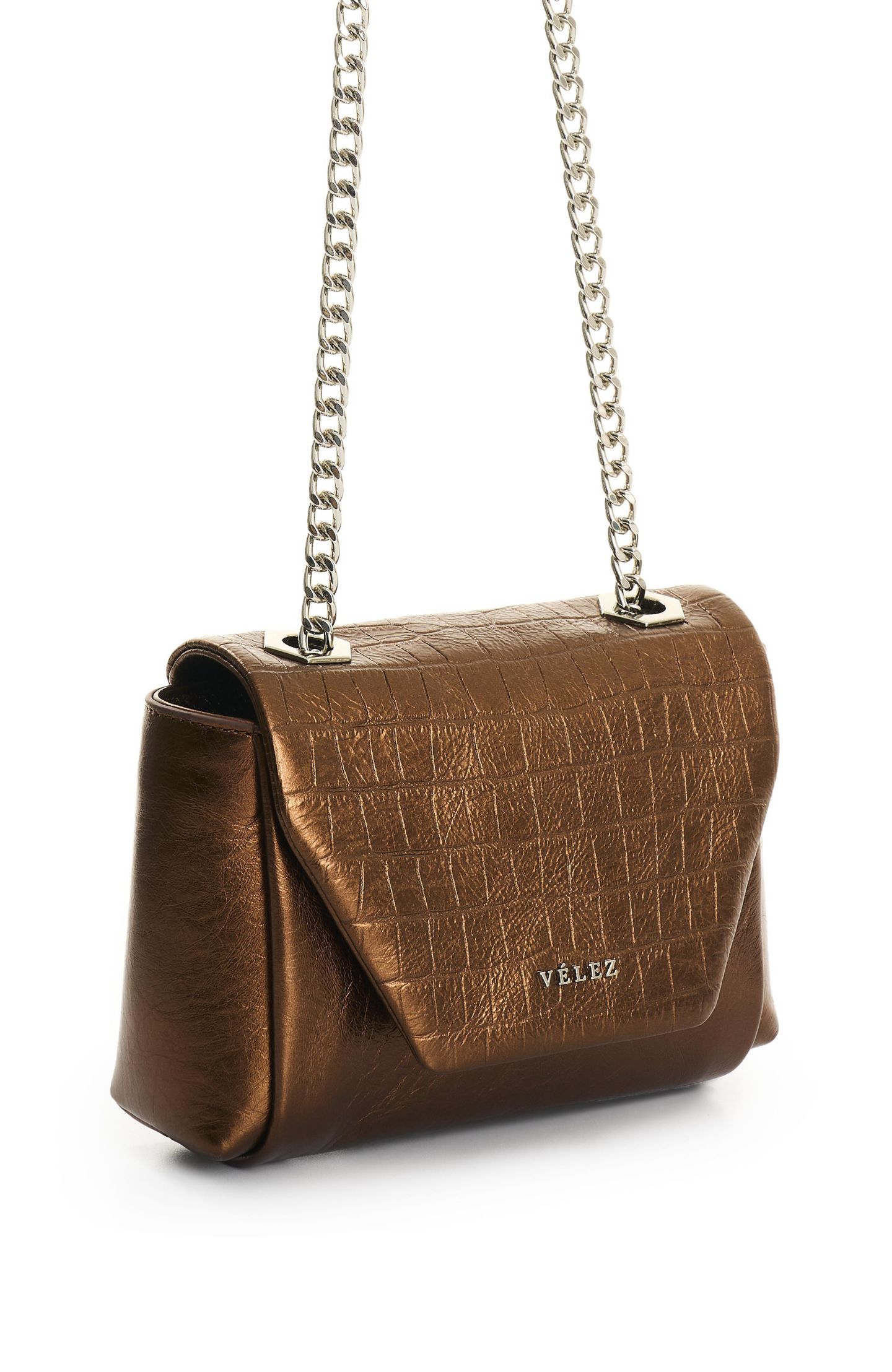 Женская сумка Velez Women'sLeather Crossbody Bag with Chain, цвет: Бронзовый — фото 2