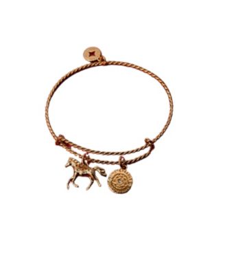 Horse Rope Textured Charm Bangle Bracelet