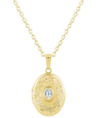 Created Sapphire (5/8 ct. t.w.) Locket Pendant Necklace in 14k Yellow Gold-Plated Sterling Silver (Also Available in Multi-Stones)