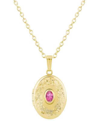 Created Sapphire (5/8 ct. t.w.) Locket Pendant Necklace in 14k Yellow Gold-Plated Sterling Silver (Also Available in Multi-Stones)
