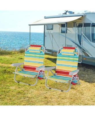 Portable Backpack Beach Chair with Cup Holder for Outdoor Use