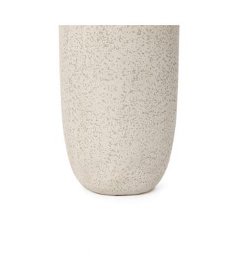 22.72" Tall Round Tapered Planter, Travertine Stone Finish, Indoor/Outdoor Garden Pot