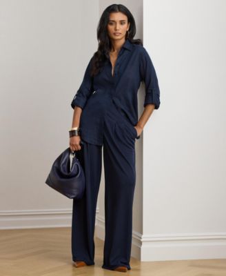 Women's Point Collar Button Placket Shirt