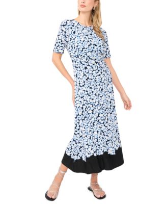 Women's Short-Sleeve Cross-Over Maxi Dress