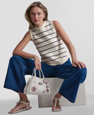 Petite Sleeveless Crewneck Striped Sweater