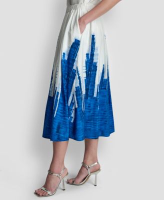 Women's Printed Abstract Pull-On Midi Skirt