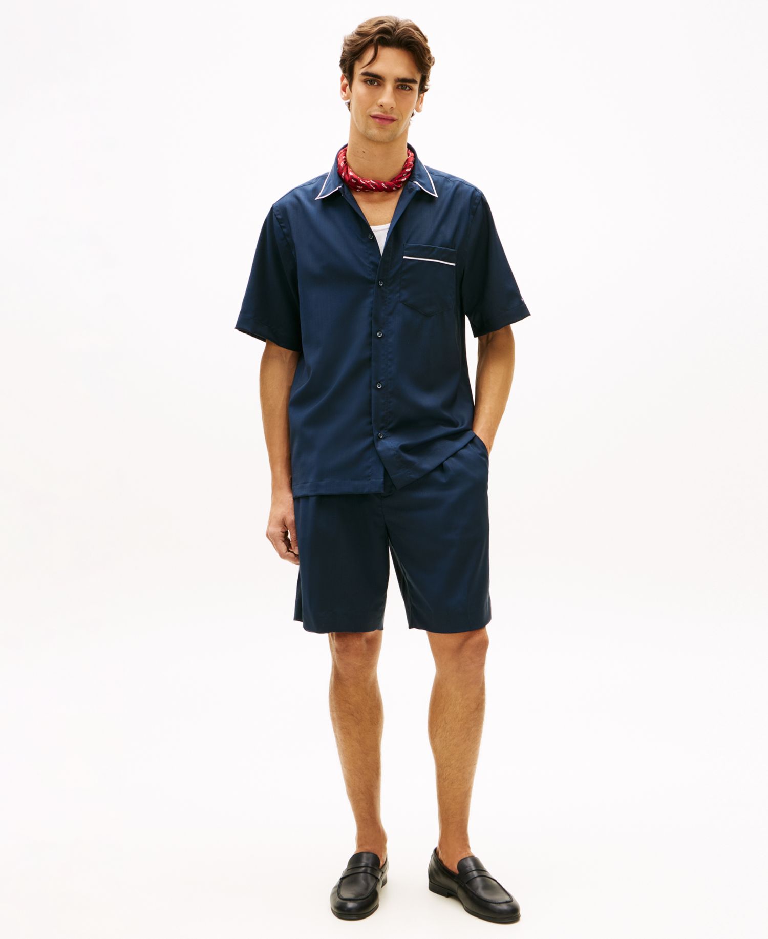 Men's Luxe Summer Wool Short-Sleeve Button-Front Shirt