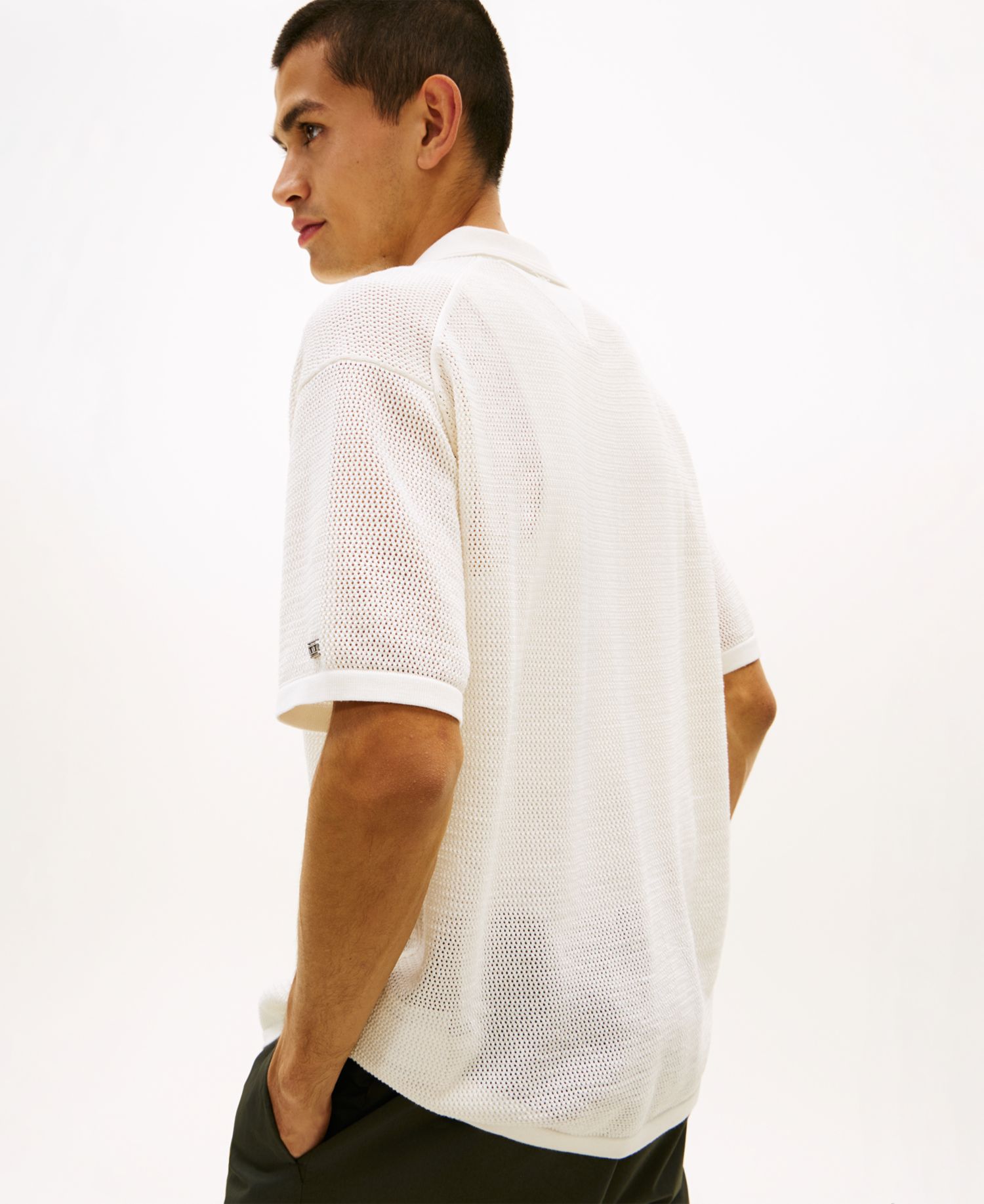 Men's Short-Sleeve Coat-Front Sweater