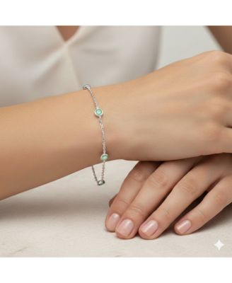 Sterling Silver, Round Bezel-Set Gemstone By The Yard Birthstone Bracelet