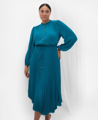 Women's Halle Long Sleeve Pleat Dress