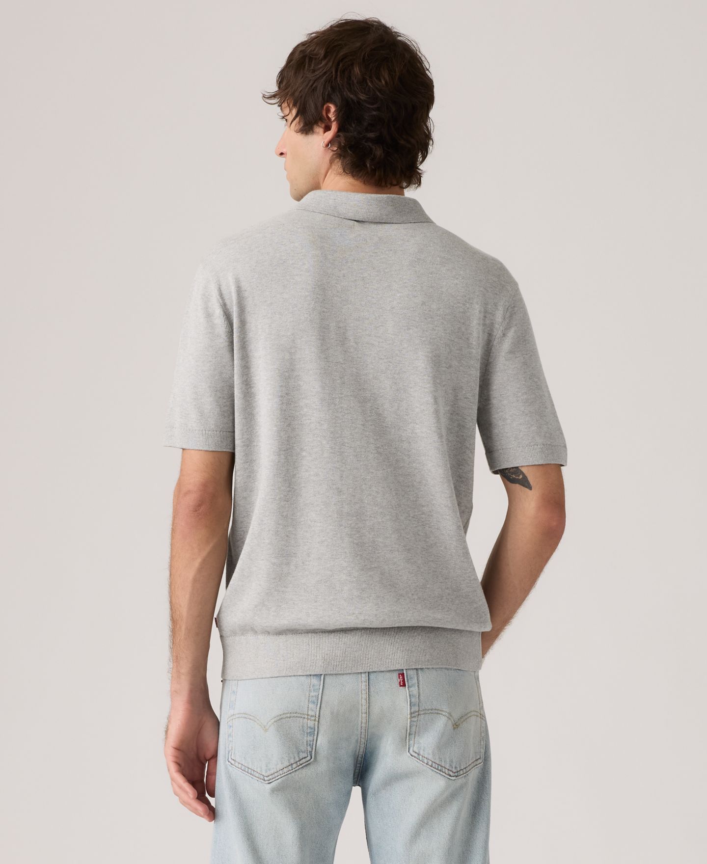 Мужской свитер Levi's Austin Polo Sweater, цвет: Серый — фото 3