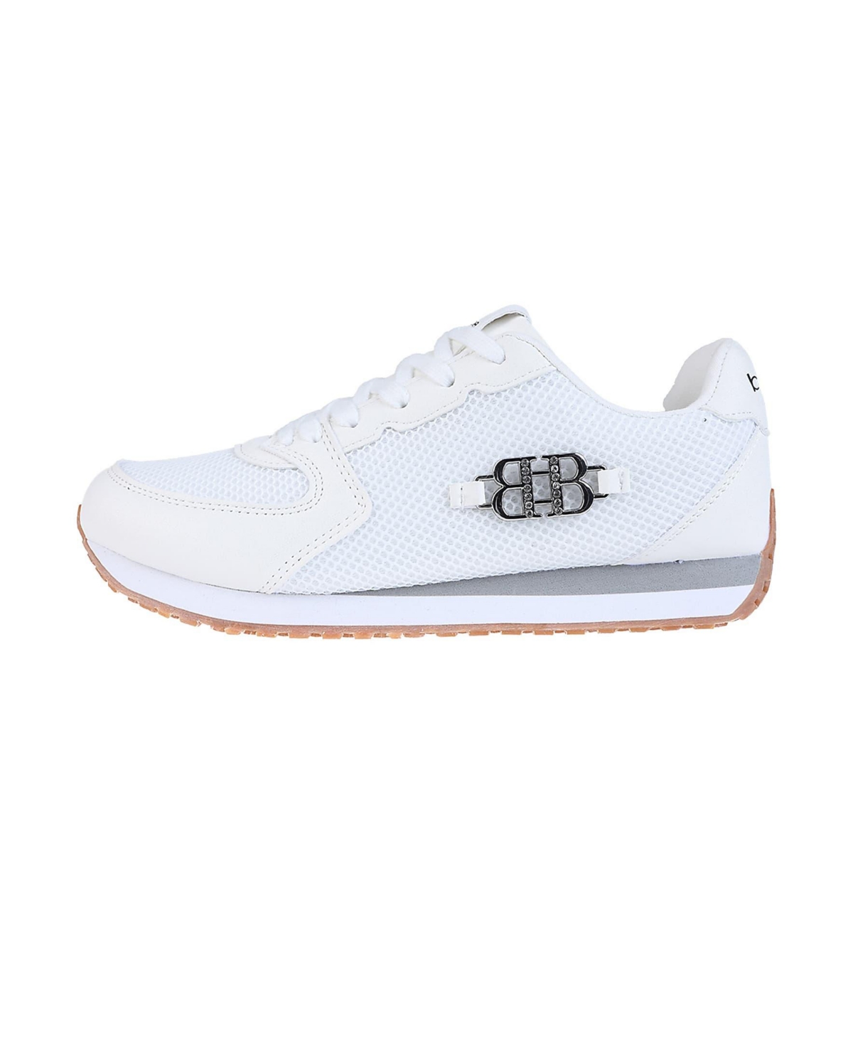 bebe Women's Sneaker with Multi-Material Upper and Dual Laces