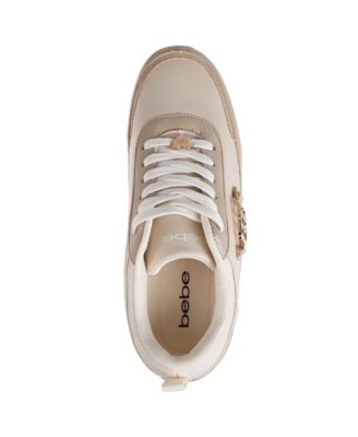 Women's Sneaker with Nylon/Suede PU Upper and Large Ornament Detail
