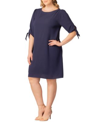 Plus Size Manhattan Shift Dress with Tie Sleeves
