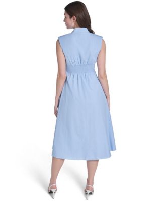 Women's Striped V-Neck Midi Dress