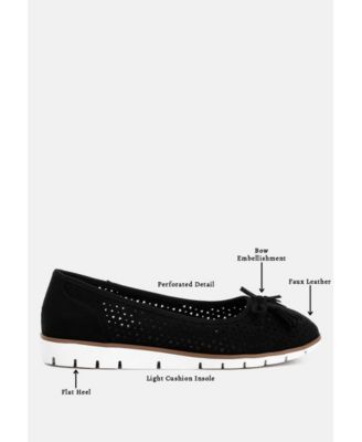 Womens Pacer Perforated Leather Ballerinas
