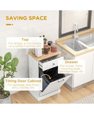 Hidden Trash Can Container Tilt Opening Kitchen Cabinet Bin
