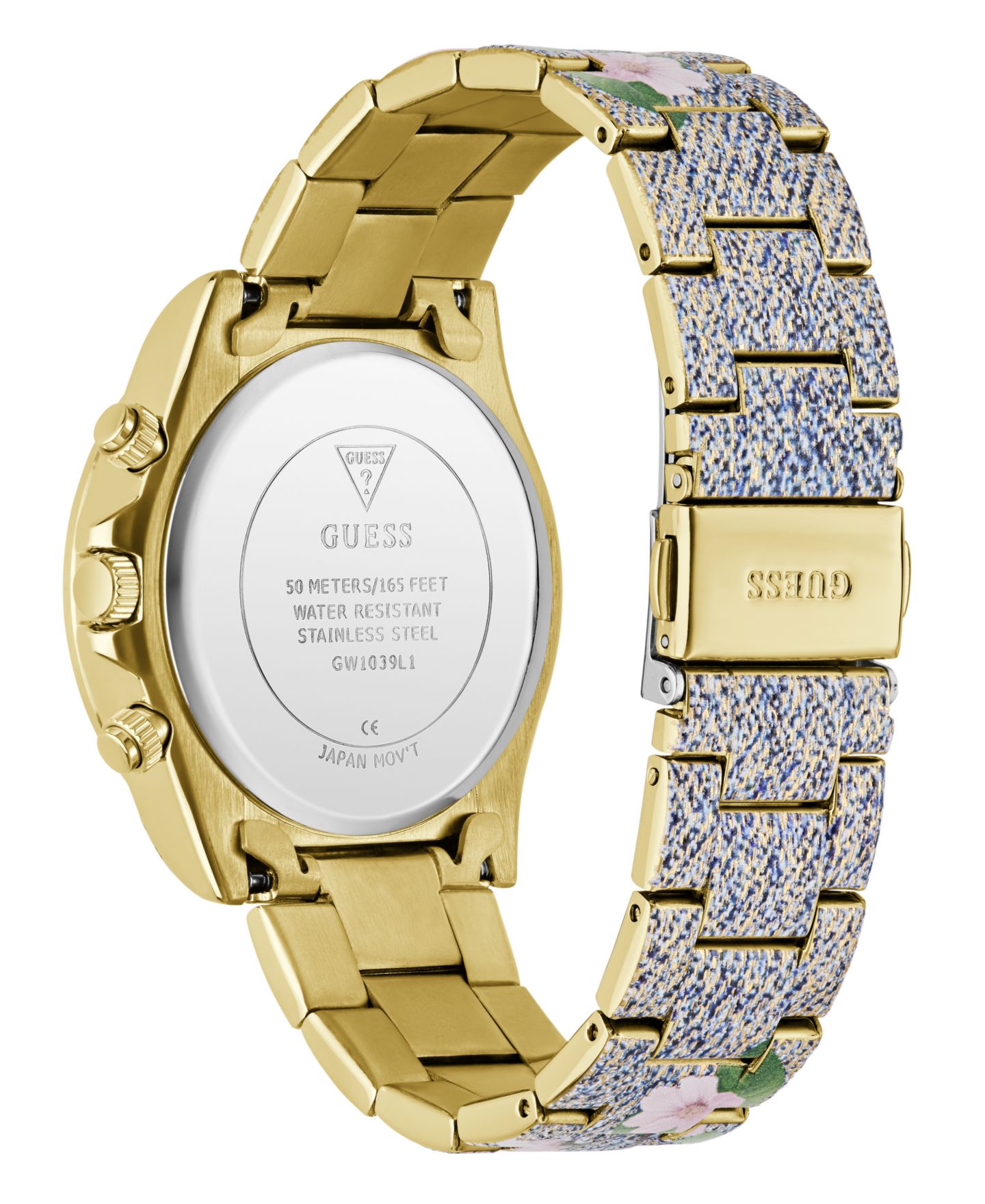 Женские часы GUESS Floral Print Stainless Steel Multi-Function Watch, 38mm — фото 4