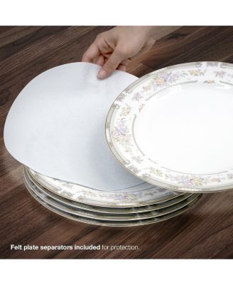 5-Piece Quilted Dinnerware Storage Set - for Transporting Dishes, Round Plates, Glassware, Cups, and mugs with Felt Plate Protectors