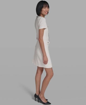 Women's V-Neck Tweed Sheath Dress