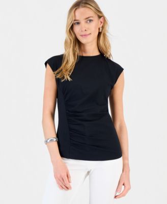Women's Side-Cinched Cap Sleeve Top