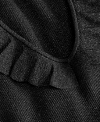 Women's Ruffle-Trim Metallic Sweater Tank