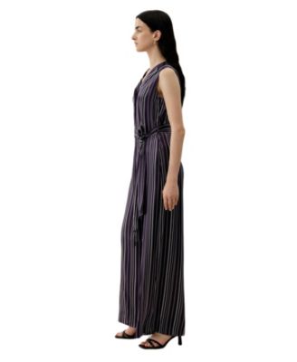 Women's Silk Charmeuse Striped Jumpsuit
