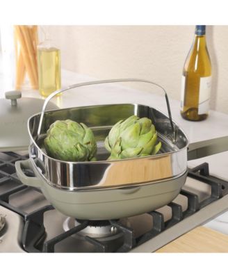 Northvale 5.3 Qt Ceramic Nonstick Saute Pan with Lid & Steamer Basket, Cast Aluminum, Induction Ready Base, Soft Touch Handle