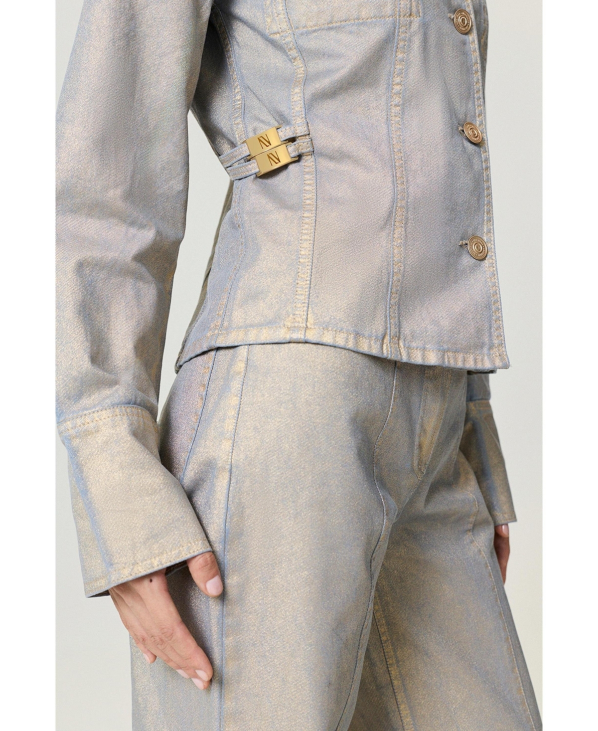 Nocturne Women's Metallic Denim Jacket