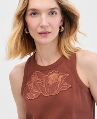 Women's Lace-Trim Ribbed Tank