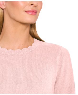 Women's Scalloped Crew Neck Pull-On Sweater