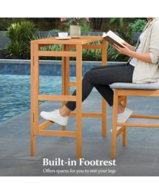 Balcony Patio Bar Table in Acacia Wood with Slatted Top