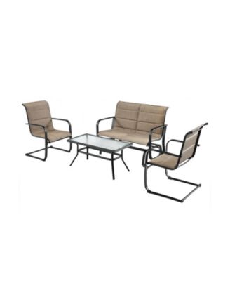 Outdoor 4-Piece Glider Patio Set with Loveseat and Coffee Table