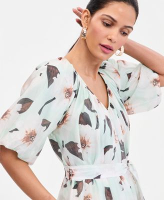 Women's Puff-Sleeve Midi Dress