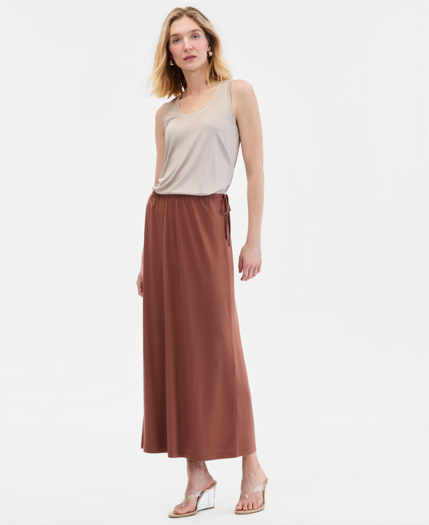 Women's Side-Tie Knit Midi Skirt