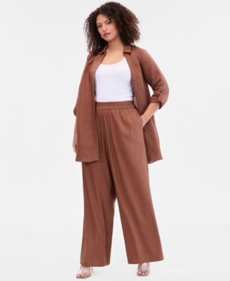 Plus Size Pull-On Wide-Leg Pants