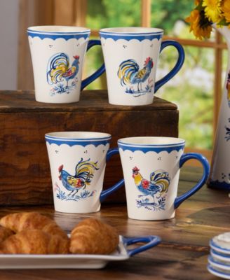 French Rooster Mugs, Set of 4
