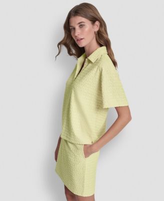 Women's Logo Jacquard Boxy Polo Collared T-Shirt