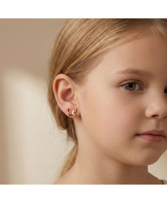 Dainty 14K Gold Plated Red Enamel Butterfly Stud Earrings