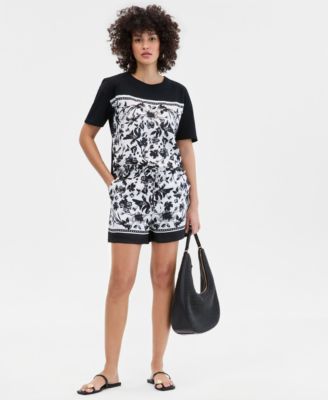 Women's Printed Drawstring Shorts