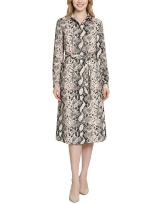 Women's 3/4 Roll Tab Sleeve Collared Dress