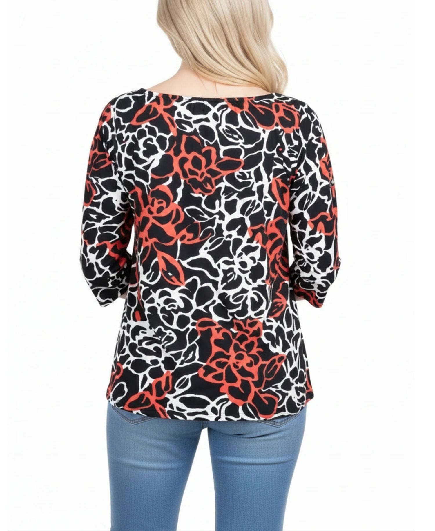 Women's 3/4-Sleeve Round Neck Top